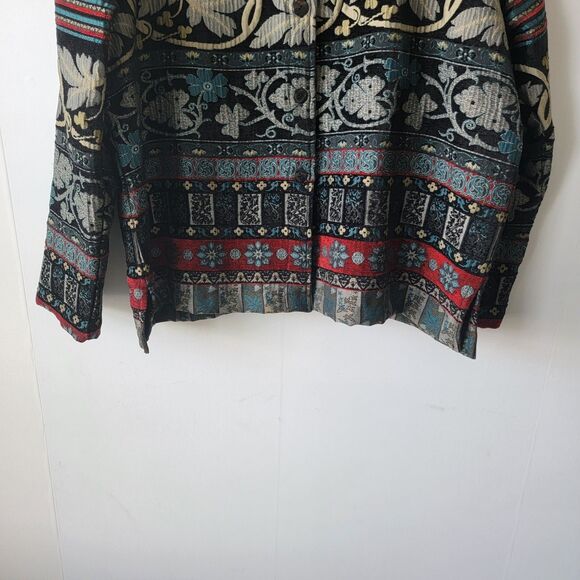 Chico's Design womens Floral Tapestry jacket size L art to wear button front - Picture 4 of 8
